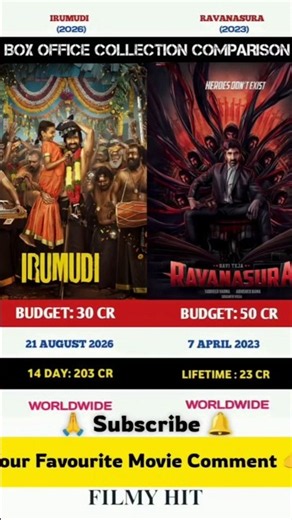 IRUMUDI vs RAVANASURA Box Office Comparison🔥 #shorts #boxofficecollection #raviteja #south #viral