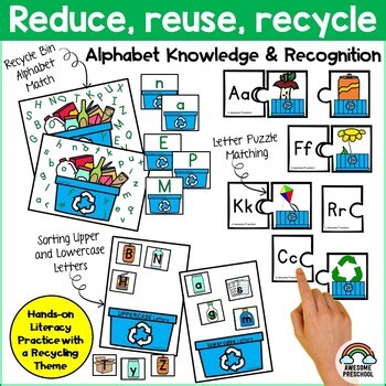 Alphabet Matching & Beginning Sounds | Recycle Theme | Preschool Literacy
