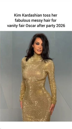 Kim Kardashian rocks messy hair for Oscar after party #redcarpet #celebrity #fashion
