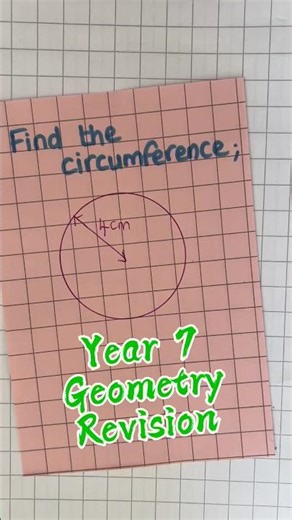 Year 7 geometry revision flashcard. Finding the circumference of a circle