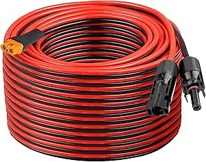XRDS -RF 100FT 10AWG Solar Adapter Cable to XT60i - Tinned Copper Wire with PVC Jacket, XT60i Solar Extension Cable for Power Station and Portable Generator