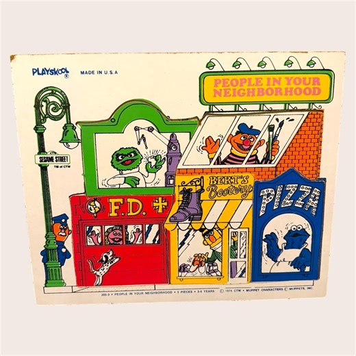 Vintage 1974 Sesame Street Wooden Puzzle • Playskool Toy - Etsy