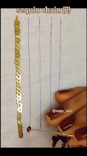 P-24 sequin chain stitch (2)#handembroidery