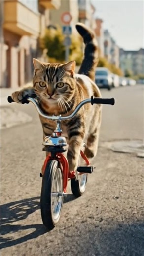 Cat riding cycle in a Public Road 🛣️ Cat riding a bike 🚲 Cat new funny video 2026