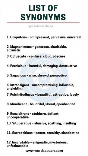 List of Synonyms – Learn English Easily