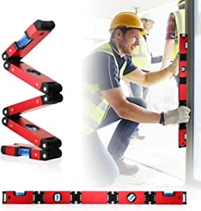 28 Inch Multi-Function Foldable Level Measuring Tool, Magnetic Level with 4 Easy to Read Leveling Bubbles 45°/90°/180°, Multi-Angle Measurement Woodworking Tool for Carpenters, Woodworkers, Homes