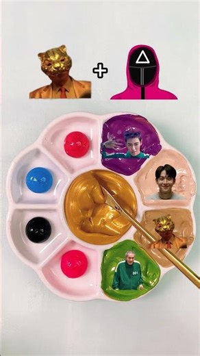 Guess The Final Color🎨（ Squid Games 48）｜Mixing Color｜Satisfying Relaxing| Paint| ASMR Art#squidgame