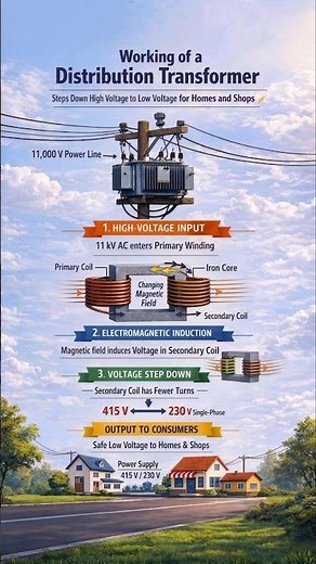 How Pole Transformers Work #transformer #energydistribution