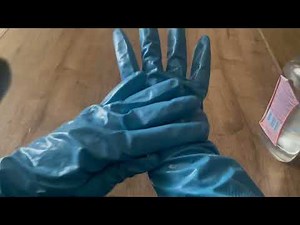 Blue rubber gloves + oil = soft, silky ASMR. Feel the calm? Watch full video now.