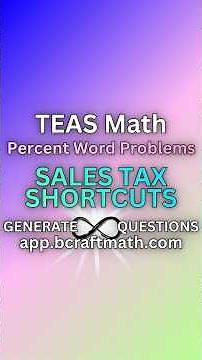 TEAS Math Practice Question - Percentage Word Problem - Sales Tax SHORTCUTS #craftmath #teasmath