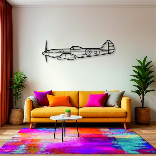 Spitfire MK XIV Airplane Metal Wall Art, Jet Silhouette Wall Decor, Pilot Gift, Aircraft Wall Hanging for Office, Hangar or Man Cave - Etsy UK