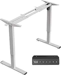 Standing Desk Legs, Electric Adjustable Height Computer Desk Frame from 27.9" - 47.5", Single Motor Sit Stand Up Desk Base with Memory Controller, for Home Office, White,ES03W (Frame Only)