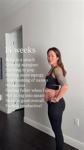 14 weeks pregnant! Baby is the size of a 🍑