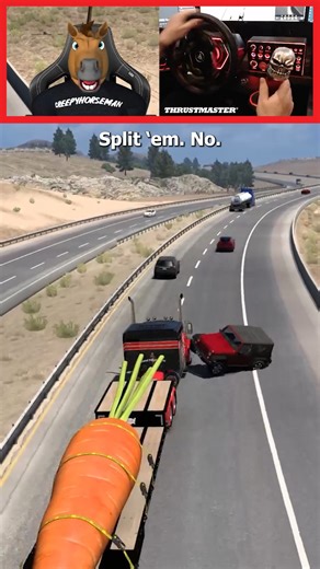 Gutter ball! #ats #americantrucksimulator #creepyhorseman #thrustmaster #nextlevelracing #peterbilt #kenworth #mack #freightliner #volvo #trucker #trucking #otr #horsepower #horsemask #swift #jeep | Creepyhorseman
