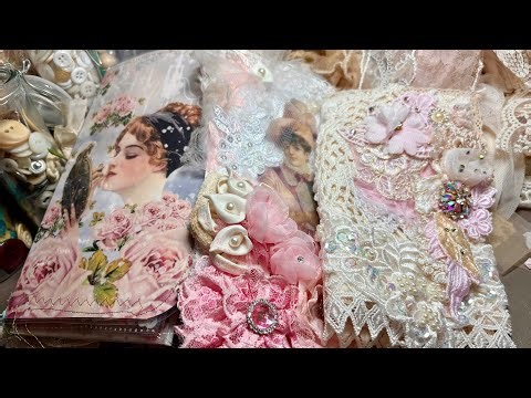 Shabby vintage tags needle book Christmas junk journal craft ideas