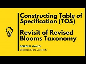 Lesson 6 Constructing Table of Specifications TOS and Revised Blooms' Taxonomy