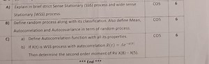 A)Explain in brief Strict Sense Stationary (SSS) process and W... | Filo