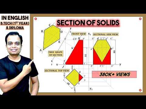 1. How to draw the Front View, Sectional Top view and true shape of section of square prism