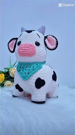 Cute little cow #crochet #completeamigurumitutorial #amigurumi