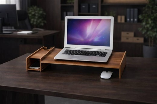 Wooden Laptop Stand With Desk Organizer – Cooling Laptop Riser for Home Office, Wood Laptop Stand for MacBook & Notebook - Etsy