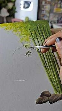 How to paint Bamboo🌱 Easy tutorial 🤗🎨 #easytutorial #gouachepainting #artshorts