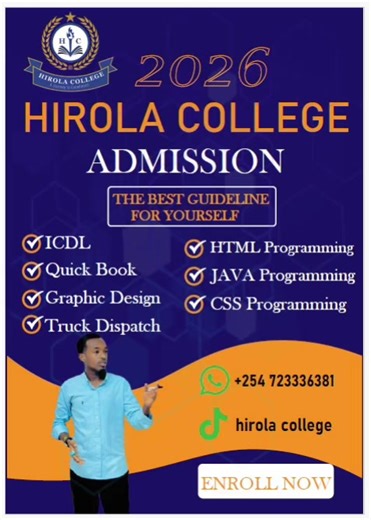 U diyaargarow xirfad mustaqbal leh oo ku jirta goobta si xawli ah u koraysa ee Computing & Informatics. Barnaamijyadeennu waxay ku siinayaan xirfado wax ku ool ah oo kaa caawinaya inaad ku guulaysato adduun si weyn ugu tiirsan tiknoolajiyada. Isdiiwaangeli oo hel xirfadaha tiknoolajiyadeed ee ay shaqo-bixiyeyaashu ka dalbanayaan suuqa shaqada ee dijitaalka ah ee maanta. DUGSIGA COMPUTING & INFORMATICS Koorsooyin Gaaban • Barnaamijyada Kombiyuutarka (Programming) sida C, C , V.B iwm • Naqshad & F