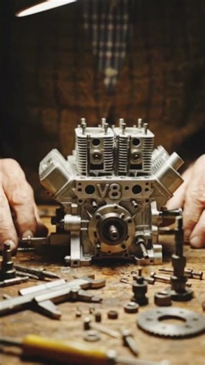 🔥 Handmade Mini V8 Engine Build | Tiny Motor Comes to Life ⚙️#MiniV8 #EngineBuild #MiniEngine