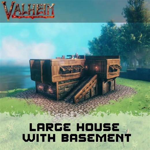Valheim Large House With Basement - Mid Game - (Speed Build Short) #valheim #speedbuild