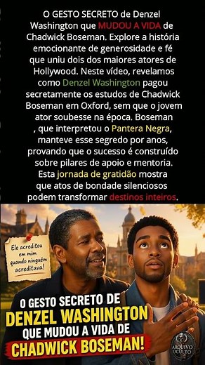 O GESTO SECRETO de Denzel Washington que MUDOU A VIDA do PANTERA NEGRA