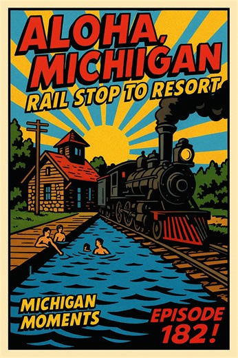 Look inside Aloha’s log-and-stone depot, then stroll Main Street and the long dock at today’s state park. Three minutes, ten photos, one lake that kept a town on the map | Thumbwind