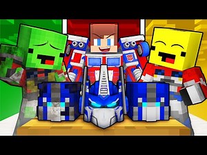 JJ Red vs Mikey Green vs Bananakid Yellow Became Different Transformers - Maizen Minecraft Animation