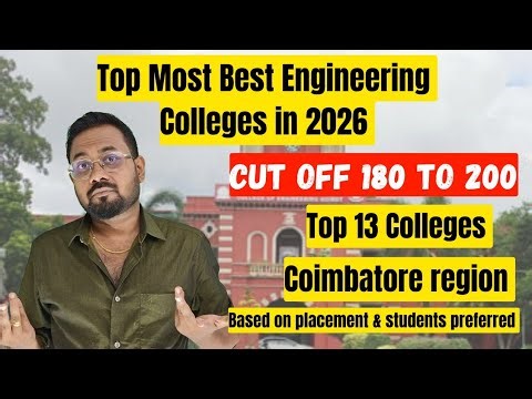 Top Most Best Engineering colleges 2026|Cut off 180 to 200 | Coimbatore Region-TNEA-2026