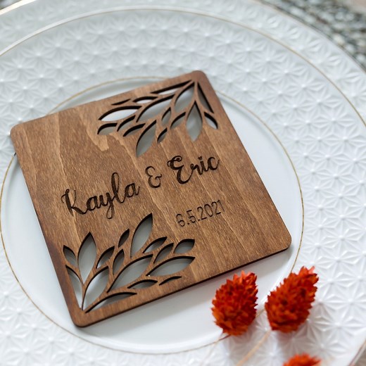 Personalized Wedding Coasters: Rustic Engraved Wood Favors in Bulk, Custom Party Decor - Etsy