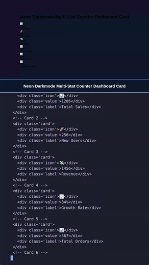 Neon Dashboard Card 🚀🔥 #Shorts #UIUX #Darkmode