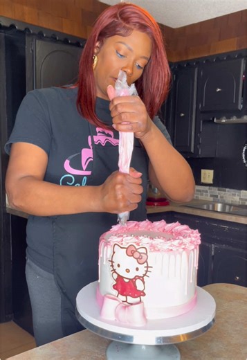 RATE this hello kitty cake 1-10 in the comments 💕🎀 Message us today to order your next cake with Cakes by June! #hellokitty #capcut #cake #fypシ