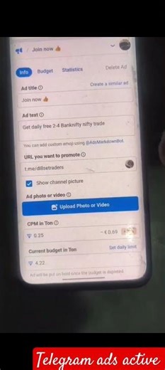 Telegram add active करना सीखे |how to Run Telegram Ads|Telegram Ads Ran Kaise Karen |Telegram New ad