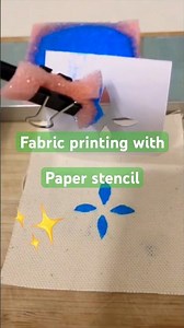 Fabric Printing with Paper-Tape Stencil + Sponge #fabricpainting #acrylicpainting #fabriccolours