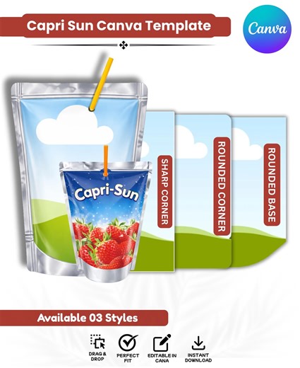 Capri Sun Template Canva, Editable Juice Pouch Label, Caprisun Label Template, Juice Pouch Mockup, Party Favor Capri Sun Wrapper - Etsy
