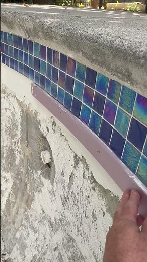 Pool tile installation tip for DIY pool renovation #shorts #bdpgarage