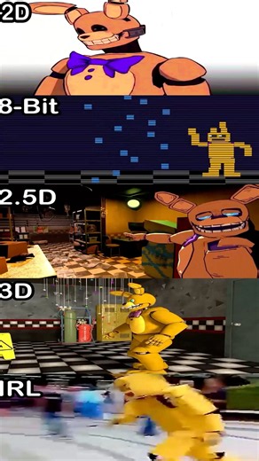 FNaF 3 Ending Be Like: - 8-BIT VS 2D VS 2.5D VS 3D VS IRL