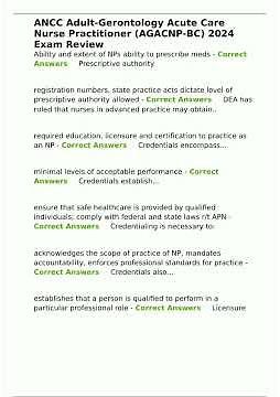 ANCC Adult Gerontology Acute Care Nurse Practitioner AGACN PBC 2024 Exam Review