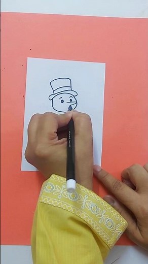 Easy Kawaii Snowman Drawing ⛄️| Cute Winter Art For Beginners | #shorts