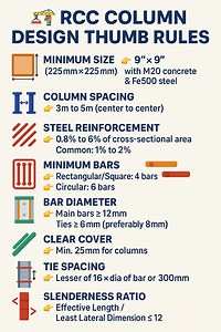 #RCC #Column #Design Thumb Rules #civilengineering #rccdesign #columnthumbrules #constructiontips #reelsfypシ #structuralengineering #reelsviralシ #buildingdesign #engineersdaily #reelschallenge #is456 #columndesign #rebarwork #facebookpost #constructionengineer #facebookviral #buildingrules | The Civil Engineering