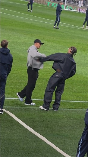 PEDRO PORRO AND XAVI SIMONS: Tottenham's Injured Players Watching the Warm-Up: Spurs v Coventry City