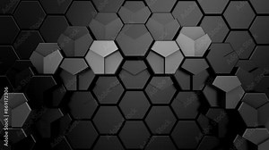 Geometric Shapes Form a Wave. Abstract motion, two color, 3d rendering, 4k resolution