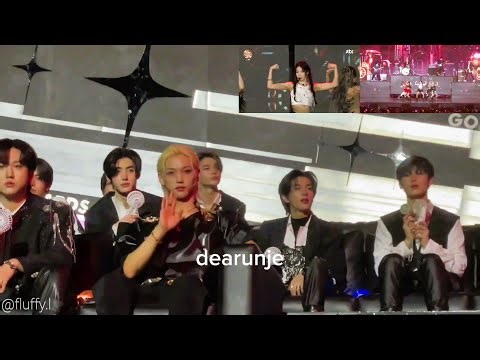 240106 Stray Kids & ENHYPEN REACTION TO LE SSERAFIM x YB - UNFORGIVEN + Fire in the belly | GDA 2024