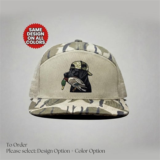 Black Lab Mallard Duck Embroidered Camo Hunting Hat, Waterfowl Snapback Cap - Etsy