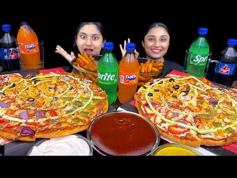 Eating Large Size Pizza 🍕 Feast with different type of Soft Drinks 🥤| Pizza Eating Challenge 