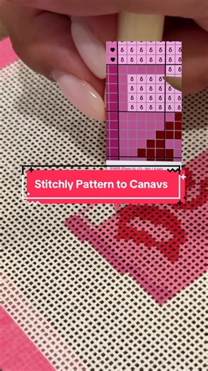 Replying to @Rebekah here’s a zoomed in version of painting a canvas at home! And hopefully a helpful explanation of what one square is equivalent to on your canvas! #needlepointtiktok #needlepointcanvas #fyp #needlepointforbeginners #needlepoint