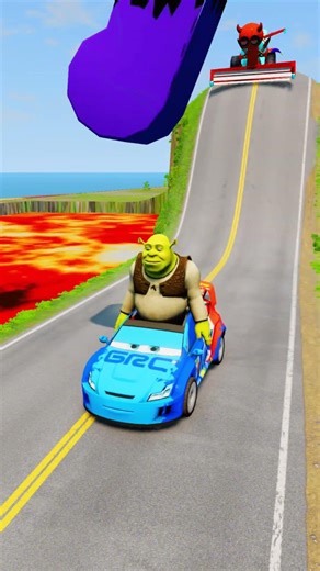 Weird & Crazy Cars VS Lego Hulk's Foot Hammer and Lava Pit in BeamNG.drive